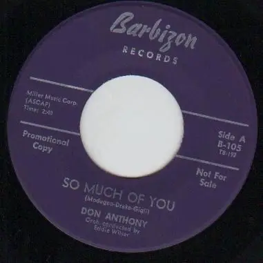Don Anthony - So Much Of You / I Have A Feeling