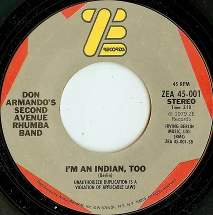 Don Armando's Second Avenue Rhumba Band - Deputy Of Love / I'm An Indian, Too