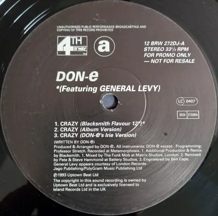 DON-E Featuring General Levy - Crazy