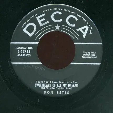 Don Estes - Sweetheart Of All My Dreams/Pickin' Up The Pieces