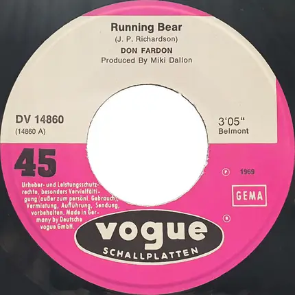 Don Fardon - Running Bear / I Need Somebody