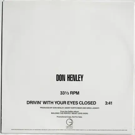 Don Henley - Drivin' With Your Eyes Closed