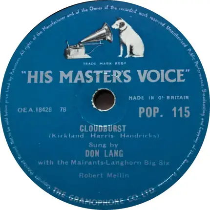 Don Lang With The Mairants-Langhorn Big Six - Cloudburst / Seventeen