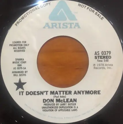 Don McLean - It Doesn't Matter Anymore