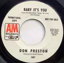 7inch Vinyl Single - Don Preston - Baby It's You