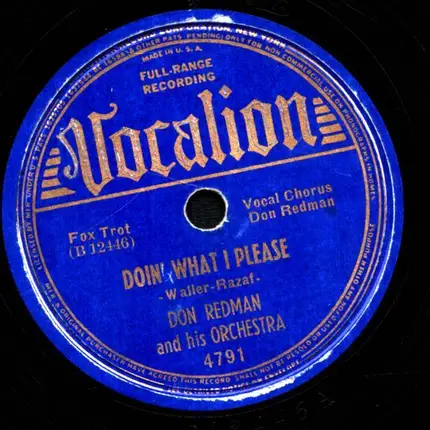 Don Redman And His Orchestra - Doin' What I Please / Lazybones
