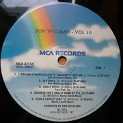 LP - Don Williams - Vol. III - Pinckneyville Pressing