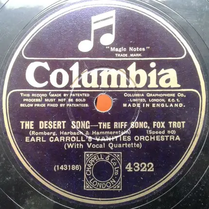 Don Voorhees And His Earl Carroll's "Vanities" Orchestra - One Alone / The Riff Song