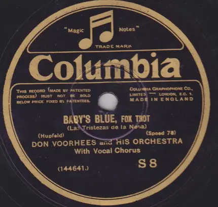 Don Voorhees And His Orchestra - Rain / Baby's Blue