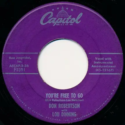 Don Robertson - The Happy Whistler / You're Free To Go