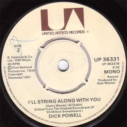 Dooley Wilson With The Voices Of Humphrey Bogart And Ingrid Bergman / Dick Powell - As Time Goes By / I'll String Along With You