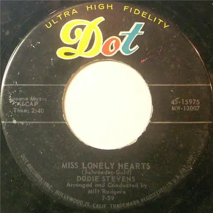 Dodie Stevens - Miss Lonely Hearts / Poor Butterfly