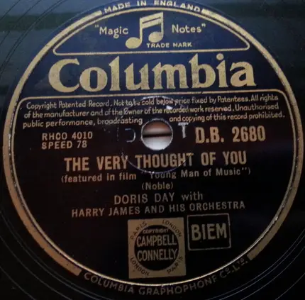 Doris Day With Harry James And His Orchestra - I May Be Wrong / The Very Thought Of You