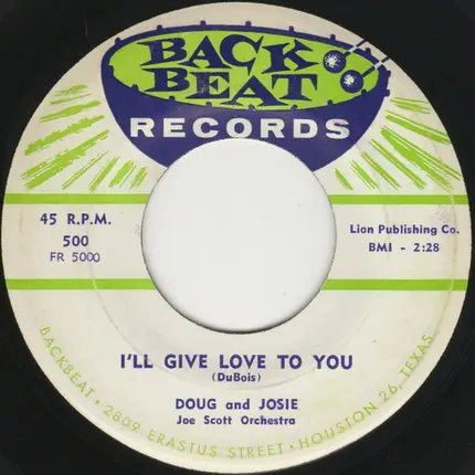 Doug And Josie , Joe Scott Orchestra - Wine Dine And Dance / I'll Give Love To You