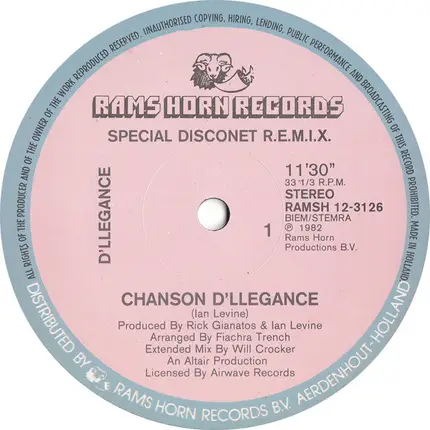 D'llegance - Chanson D'llegance (Special Disconet R.E.M.I.X.)