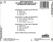 CD - Dmitri Shostakovich - The Manhattan String Quartet - Complete String Quartets, Vol. 1: Nos. 1, 2, & 3