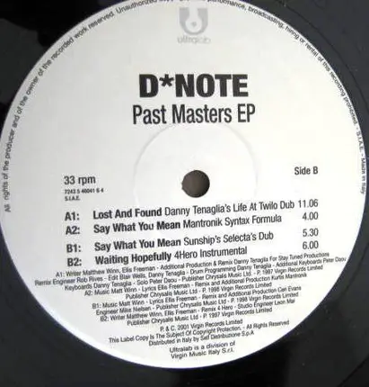 D*Note - Past Masters EP