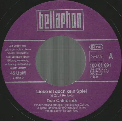 Duo California - Liebe Ist Doch Kein Spiel