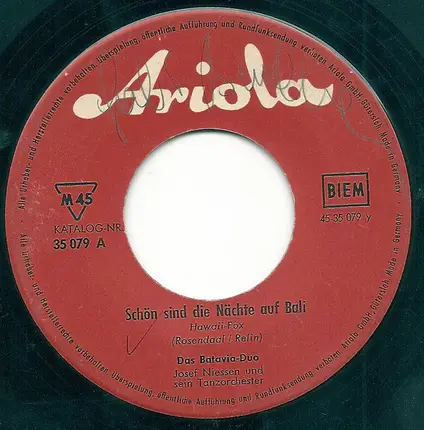 Duo Batavia - Einen Ring Mit Zwei Blutroten Steinen / Schön Sind Die Nächte Auf Bali