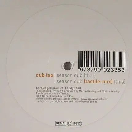 Dub Tao - Season Dub / Season Dub (Tactile Rmx)