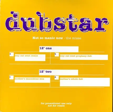 Dubstar - Not So Manic Now - The Mixes