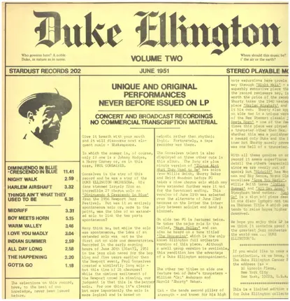 Duke Ellington - Volume Two - Stardust Records 202