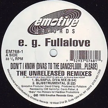 E.G. Fullalove - Didn't I Know (The Unreleased Mixes)