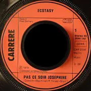 7inch Vinyl Single - Ecstasy - Pas Ce Soir Josephine