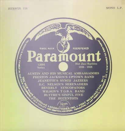 Early Jazz Compilation - Paramount Hot Jazz Rarities - 1926-1928