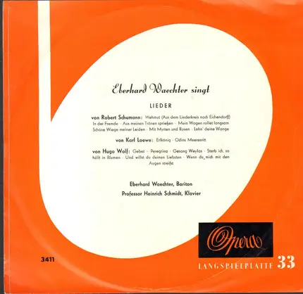 Eberhard Wächter - Eberhard Waechter Singt Lieder Von Robert Schumann, Karl Loewe, Hugo Wolf