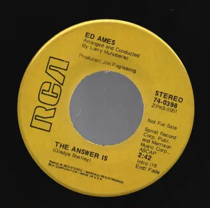 Ed Ames - The Answer Is / Sweet, Sweet Reason