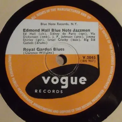 Edmond Hall's Blue Note Jazzmen - Royal Garden Blues / Night Shift Blues
