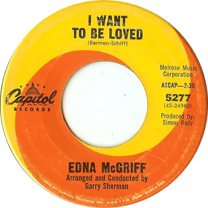 Edna McGriff - Can't Help Lovin' That Man / I Want To Be Loved