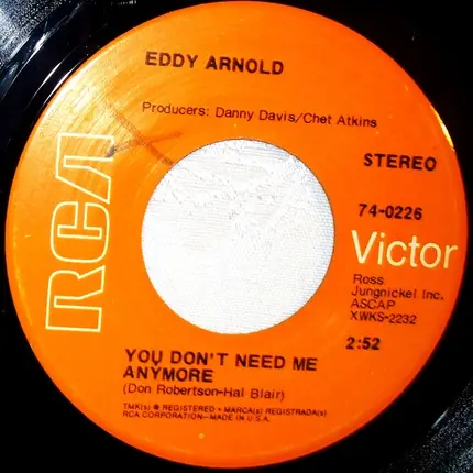 Eddy Arnold - You Fool / You Don't Need Me Anymore Promo