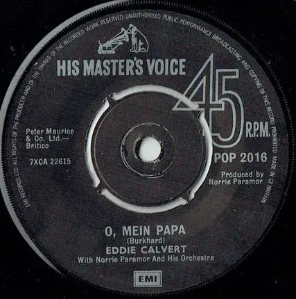 Eddie Calvert With Norrie Paramor And His Orchestra - Cherry Pink And Apple Blossom White / O, Mein Papa
