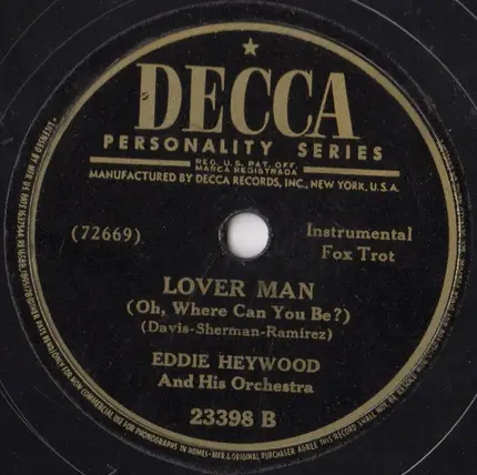 Eddie Heywood And His Orchestra - Begin The Beguine / Lover Man (Oh, Where Can You Be?)