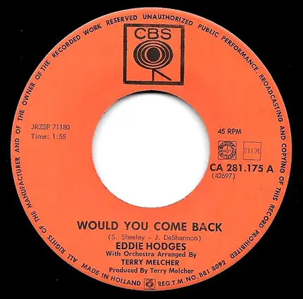 Eddie Hodges - Would You Come Back