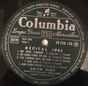 LP - Edith Piaf - Récital 1961 - Mono