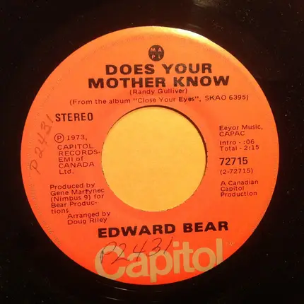 Edward Bear - Coming Home Christmas / Does Your Mother Know