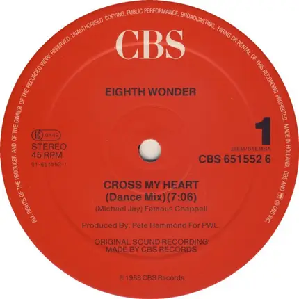 Eighth Wonder - Cross My Heart
