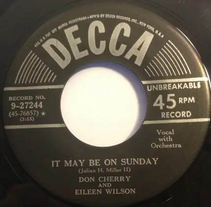 Eileen Wilson And Don Cherry - I'll Always Love You / It May Be On Sunday