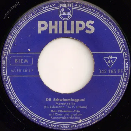 Eilemann-Trio - Dä Schwimmingpuul / Schenk Dein Herz Heute Nacht Keinem Andern!