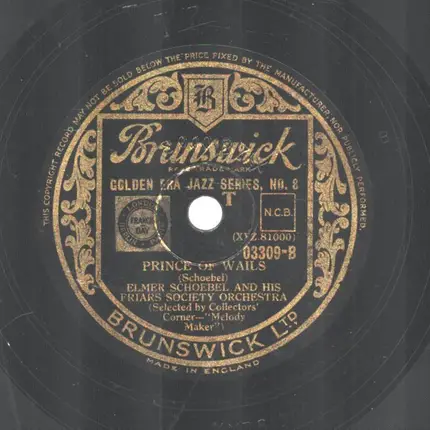 Elmer Schoebel And His Friars Society Orchestra - Copenhagen / Prince Of Wails