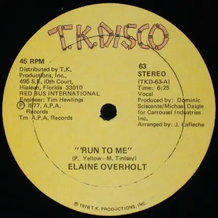 Elaine Overholt - Run To Me
