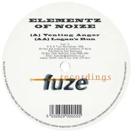 Elementz Of Noize - Venting Anger / Logan's Run