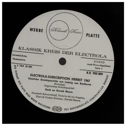 Elisabeth Schwarzkopf / Dietrich Fischer-Dieskau a.o. - Electrola-Subscription Herbst 1967