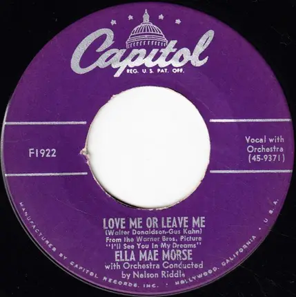 Ella Mae Morse - The Blacksmith Blues / Love Me Or Leave Me