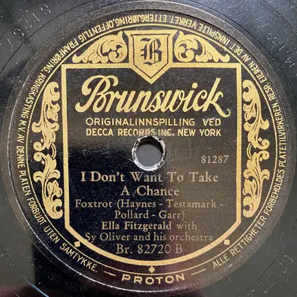 Ella Fitzgerald With Sy Oliver And His Orchestra - Goody Goody / I Don't Want To Take A Chance