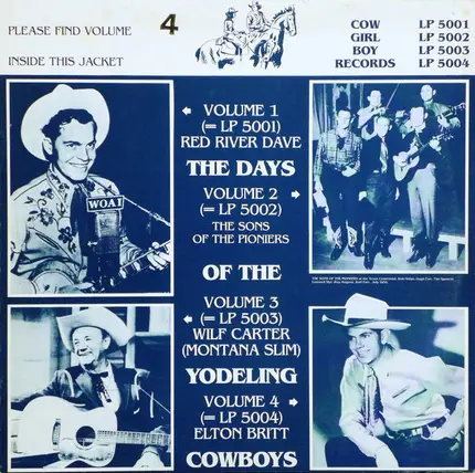 Elton Britt , Zeke Manners & His Gang - The Days Of The Yodeling Cowboy Volume 4