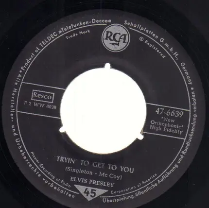 Elvis Presley - Tryin' To Get To You